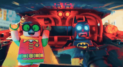 Lego Batman And Robin Standing In Car GIF