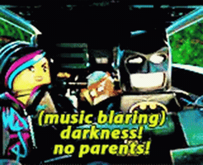 Lego Batman Says Music Blaring Darkness No Parents GIF