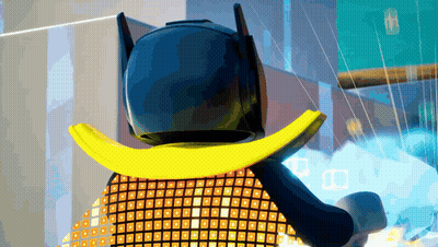 Lego Batman Wearing Yellow Cape GIF