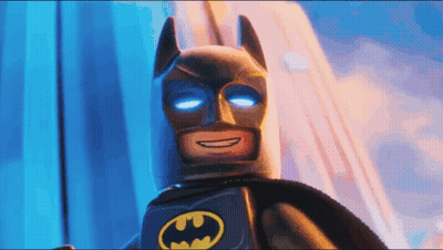 Lego Batman With Blue Eyes Smiling GIF