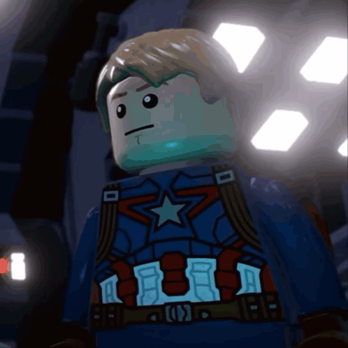 Lego Captain America With Star And T On Face GIF