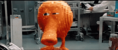 Lego Cartoon Character With Large Nose Standing In Room GIF