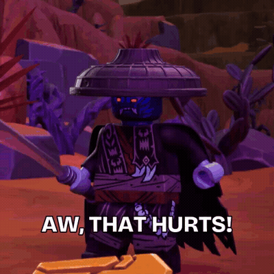 Lego Character Says Aw That Hurts GIF