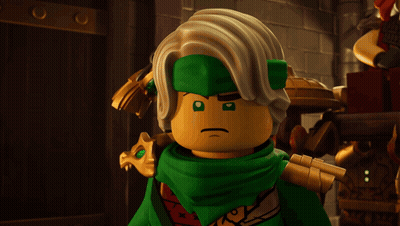 Lego Character With Green Eyes Close Up GIF