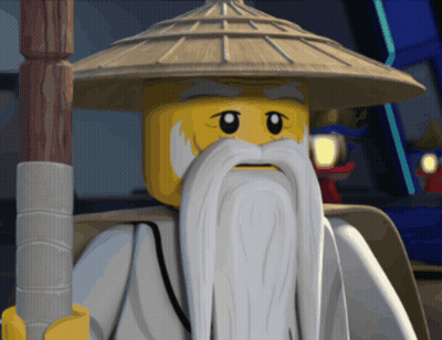 Lego Character With Long White Beard And Thatched Hat GIF