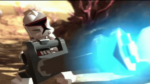 Lego Clone Trooper Holding Shield With Letter L GIF