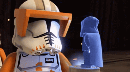 Lego Clone Trooper Next To Statue GIF