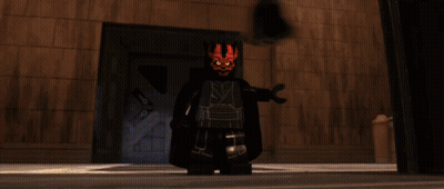 Lego Darth Maul Holding Red Lightsabers GIF