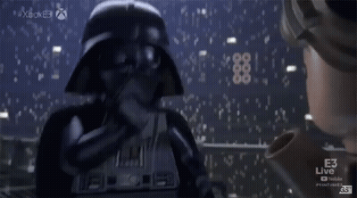 Lego Darth Vader Standing In Front Of Xbox Live Screen GIF