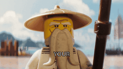 Lego Figure With Long Beard And Hat Says Your GIF