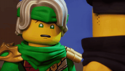 Lego Figures Standing Together One Holding Sword GIF