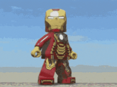 Lego Iron Man Standing On Sand GIF