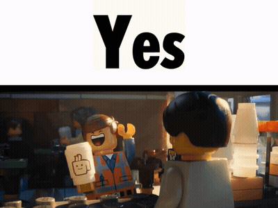 Lego Man Holding Cup Saying Yes GIF