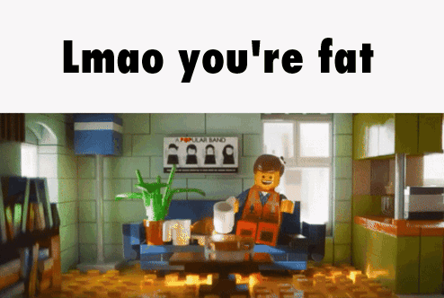 Lego Man Sitting On Couch Lmao You're Fat GIF