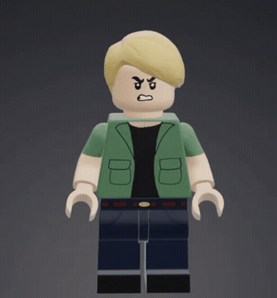 Lego Man With Blonde Hair And Black Shirt Angry GIF