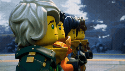 Lego Ninjago Characters Standing In A Row GIF