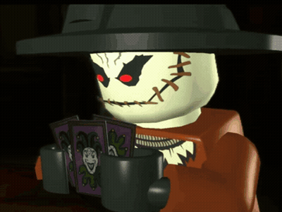 Lego Scarecrow Reading Book Holding Mug GIF