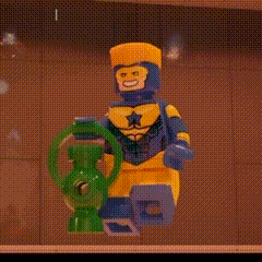Lego Superhero Holding Green Lantern Saying Beware My Power Green Lanterns Light GIF