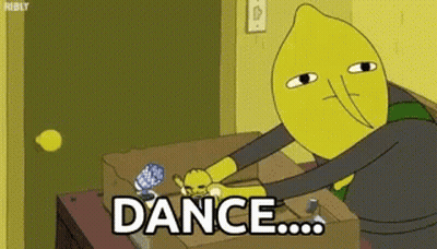 Lemon Head Cartoon Holding Dance Box GIF