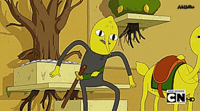 Lemon Holding Sword In Front Of Tree GIF