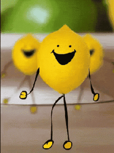 Lemon With Arms And Legs Smiling GIF