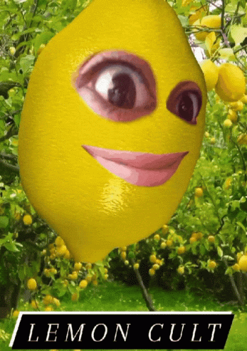 Lemon With Face Saying Lemon Cult GIF