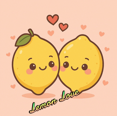 Lemons With Faces Saying Lemon Love GIF
