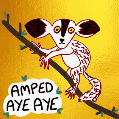 Lemur On Tree Branch With Amped Aye Aye GIF