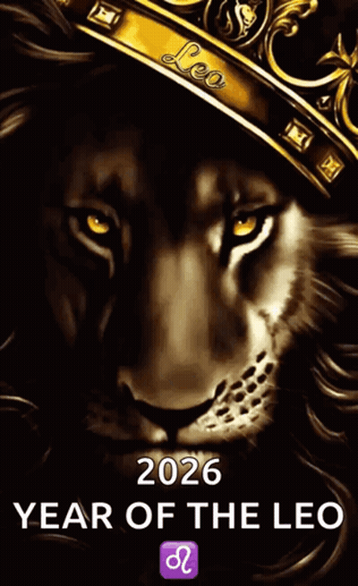 Leo Year Poster With Crowned Lion GIF