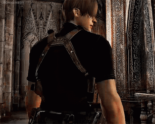Leon Kennedy Walking Inside Church GIF