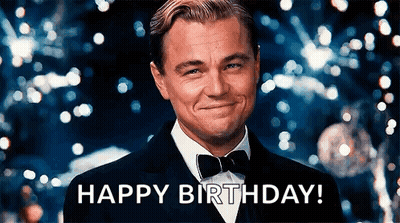 Leonardo DiCaprio In Tuxedo Smiling Happy Birthday GIF