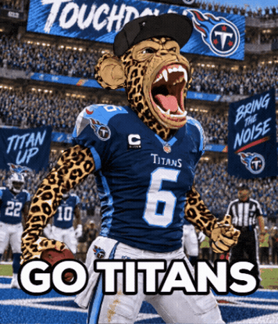 Leopard In Titans Jersey Saying Go Titans GIF