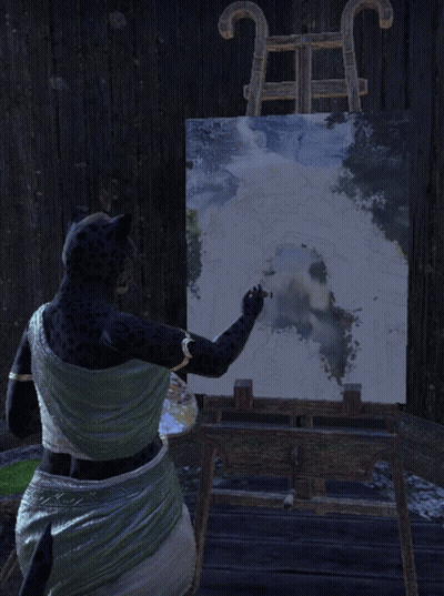 Leopard Painting Picture On Easel With Ladder GIF