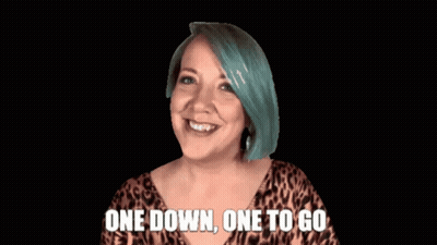 Leopard Print Woman Says One Down One To Go GIF