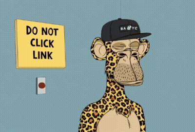 Leopard With Do Not Click Link Sign GIF