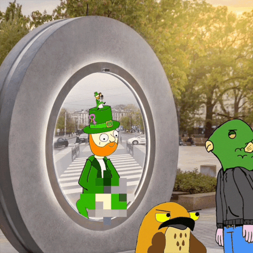 Leprechaun In Green Hat In Front Of Circle GIF