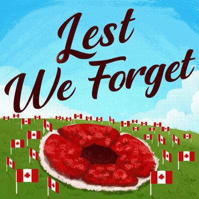 Lest We Forget Poppy And Canadian Flags GIF