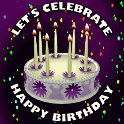 Let's Celebrate Birth Purple Cake GIF