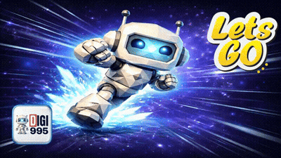 Let's Go Advertisement Robot Flying Through Space GIF