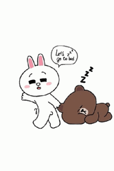 Let's Go To Bed Bunny And Bear GIF