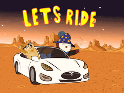 Let's Ride Pudgy Penguin And Doge In Car GIF