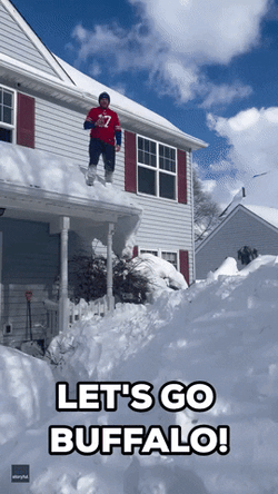 Lets Go Buffalo Snow Jumping GIF