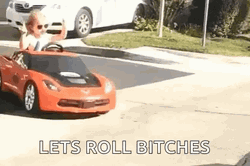Lets Roll Baby On Toy Car GIF
