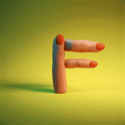Letter F Made Of Fingers With Red Nails GIF