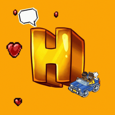 Letter H Surrounded By Hearts And Couple In Car GIF