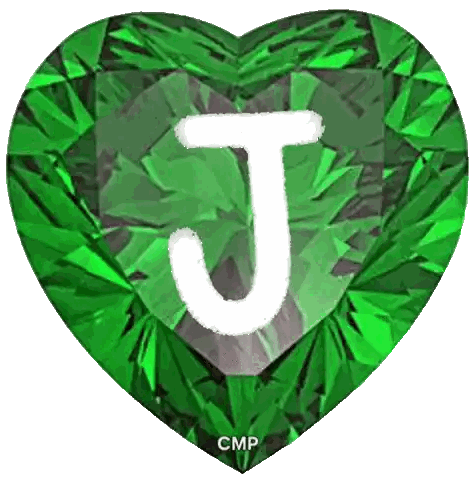Letter J On Green Heart Emerald Sticker