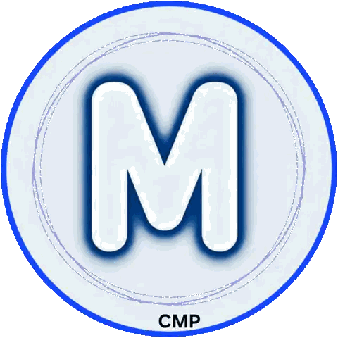 Letter M In Blue Circle With CMP Sticker