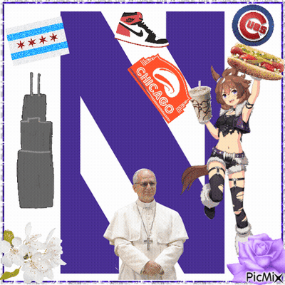 Letter N Surrounded By Collage Of Images GIF
