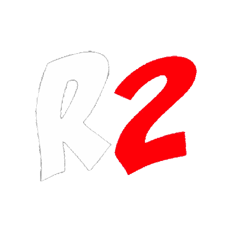 Letter R And Number 2 Red On White Sticker