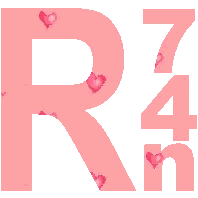 Letter R And Number 7 Surrounded By Pink Hearts Sticker